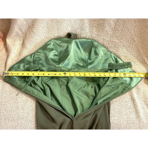 Olive Green Formal Dress Tie-back Shelf Bra Evening Gown Small Train - Picture 10 of 13